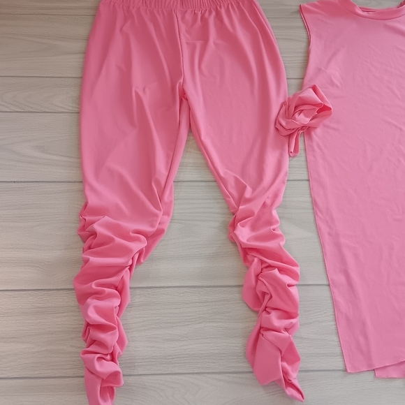 Women Sleeveless Tie Irregular Top And Wrinkled Pants Two Piece Set - Picture 3 of 15